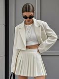 Short Suit Short Suit Suit Set Spring And Summer Double Buckle Short Suit + 100 Folded Short Skirts