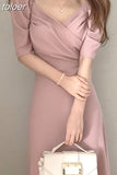 V-neck Slim Waist Women Dress Elegant Puff- Sleeve White Female A-line Dress 2023 Summer Party Vestidos Femme Maxi