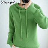 Sweatshirts Hoodies Women Autumn Winter 2021 Solid Knitted Pullovers Winter Clothes Women Sweatshirt With Hood