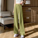 Toloer Leg Pants Women's Pants Down Loose High Waist Khaki Pants Spring And Autumn Suit Narrow Version Straight Leg Casual Floor Pants-Outfit