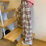 Pants Women Thick Fall Plus Size 4XL Chic Trendy Harajuku Plaid Teens High Waist Trouser Simple Korean Couples