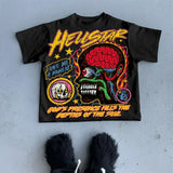 Cartoon Graphic T-Shirt Soho Mortar Goth Super T-Shirt Couple Y2k Top Korean Goth Men's Wear-Outfit