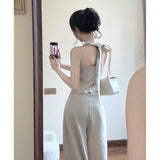 Neck Collar Vest Temperament High-End Blouse Broad Leg Slack Feel To Wear