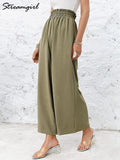 Linen Pants Women Summer 2022 High Waisted Cotton Office Woman Loose Trousers Elastic Waist Casual Summer Pants For
