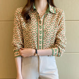 chained print ladies shirts Women's Blouses 2021 Spring Autumn Long Sleeve Shirts Tops Blusas