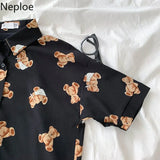 Shirts Women 2023 Blouses Summer Print Casual Tops Korean Fashion Blusas Harajuku Oversized White Black Blouse Y2k
