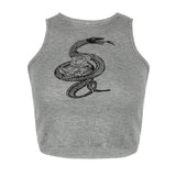 Tiger Printed Tees Vest Crop Top Women Letter Animal Print Crop Top Sleeveless Tank Tops Casual Skinny Female