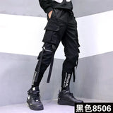 Leg Embroidery Overalls Men's New Dark Trend Big Pocket Ribbon Loose Feet Harlan Pants Hip-Hop-Outfit