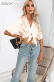 Summer Short Sleeve Shirt Solid Satin Silk Shirt Button Up Blouse Loose Office Ladies Tops Casual Shirts Elegant