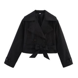 Tie With Long-Sleeved Wind Coat Jacket Top 2025 Spring And Autumn New