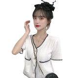 Fragrant Short Coat Women's Summer Knitted Knitted Knitted Temperament Korean Version Of The New Fashion Short-Sleeved