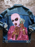 Streetwear Loose Fashion Jeans Jackets For Women 2022 Print Button Top Denim Jackets Coats Print Black Jacket