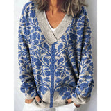 Christmas Abstract 3D Print Big V-Neck Long-Sleeved