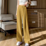 Toloer Leg Pants Women's Pants Down Loose High Waist Pink Trousers Spring And Autumn Suit Narrow Version Straight Leg Casual Floor Trousers-Outfit