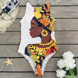 Swimsuit2025 New Conjoined Bikini Personality Abstract Print Swimsuit Women