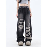 Sense Of Hole In Street Sticker In Summer A Minority Of Jeans Men's Ins Baggy Straight Trousers-Outfit
