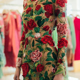 Fashion Half-High-Necked Lace Embroidered Sexy Buffet Dress