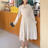 Women Dresses New Bows Retro Breathble Kawaii Korean Style Casual Soft Daily Womens Chic Vintage Sweet Party Pleated