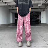 Leopard Print Parachute Trousers Men's Fashion Brand Hiphop Wide-Legged Trousers Loose Straight Tube Trendy Trousers-Outfit