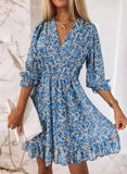 Temperament Commute Pullover Print Short Sleeve Puff Mid-waist Floral