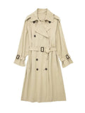 Women Tunic Sashes Overknee Trench Coat Female Double Breasted Oversize Trench Coat Autumn Winter Vintage Chic Casual