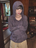 Blusas Mujer De Moda Fashion Korean Blouse for Women Hooded Blouses Long Sleeve Y2K Tops Loose Clothes Plaid Summer Shirts-Outfit
