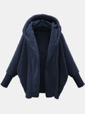 Winter Woman Coat 2022 Very Warm Oversized Cardigan Solid Bat Sleeve Hooded Loose Plush Coats for Women Clothing