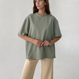 Basic Cotton T Shirt Women Summer New Oversized Solid Tees 7 Color Casual Loose Tshirt Korean O Neck Female
