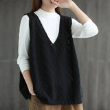 Vests Women Baggy Korean Style Students High Street Casual Cozy Sleeveless Female Vintage Knitted Outerwear Simple
