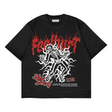 Loose Y2k Top Happy Hip Hop Print Short-Sleeved Goth T-Shirt Lovers' Sweatshirt Men's Wear-Outfit