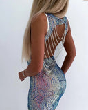 Party Sequin Sleeveless V-Neck Mini