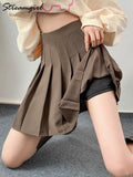 Pleated Skirts For Women Short White High Waist Mini Skirts With Shorts Inside A Line Gray pleated Skirt High Waist