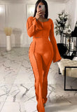 Winter Ribbed Crop Top and Bell Bottom Pants 2 Piece