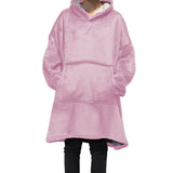 Oversized Long Hoodies Winter Fleece Warm TV Blanket with Sleeves Pocket Sweatshirts Thick Sherpa Giant Hoody