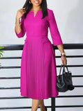Women's Clothing 2025 Autumn New Fashion Temperament Elegant Solid Color Pressure Folding Large Size African