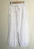 Loose High Waist Button Linen Trousers