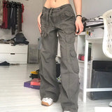 Vintage Pants 2023 High Street Retro Low-waisted Baggy Jeans for Women Egirl Harajuku Aesthetic Alt Cloth