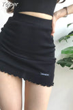 Faldas Mujer Moda 2023 Woman Skirts Vinatge Chic Drawstring Knitting Jupe Sexy Lady Bodycon Mini Skirt Korean Y2k