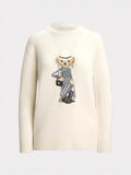 Women's Round-Necked Bear Cartoon Casual Free Sweater Raff Cashmere Knitted Shirt