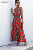 Long Dress Women Polka Dot Casual Beach Dresses Black Halter Strapless Yellow Sundress Vacation Dress Clothes For Women 425-0-Outfit