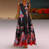 Floral Print Boho Casual Long Dress Summer Clothes For Women V-neck Sexy Off Shoulder Ladies Dresses Plus Size Maxi