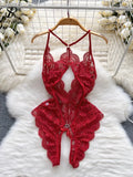 Women Lace Sexy Camis Bodysuits Hollow Out Off Shoulder Backless 2022 Summer Inside Wear Beauty Back Thin