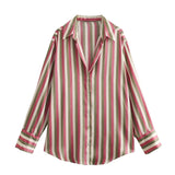 Women's Multi-Color Silk-Sense Silk-Sense Long-Sleeved Shirt Top Women