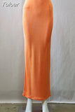 Vintage 90s Straight Long Skirt Women Y2K Sexy Solid Slim Elastic Waist Pencil Maxi Skirt 2000s Aesthetic