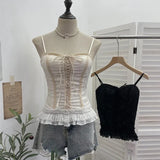 Self-Breasted Tector-Boo-Tie Baroque Lace Strapped Sling Vest Short Corset
