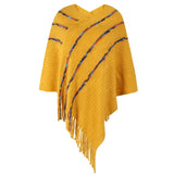 Plus Size Spring Autumn Striped Poncho Women Sweater Oversized Jumper Knitwear Holiday White Vintage Cape Sleeveless