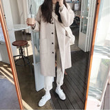And Winter 2021 New Korean Loose College Style Black Woollen Coat Medium Long Small Tweed Coat For