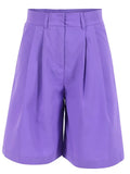 High Waisted Wide Leg Shorts Women Pocket Pleated 2022 Summer Casual Shorts Solid Straight Ladies Green Wide