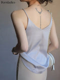 2022 Summer Fashion Silk Vest Tanks Women Basic Satin Sling Tops Versatile Solid Loose Sling Camis Female Tank