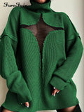 Sexy Mesh Vacation Loose Knitted Pullover